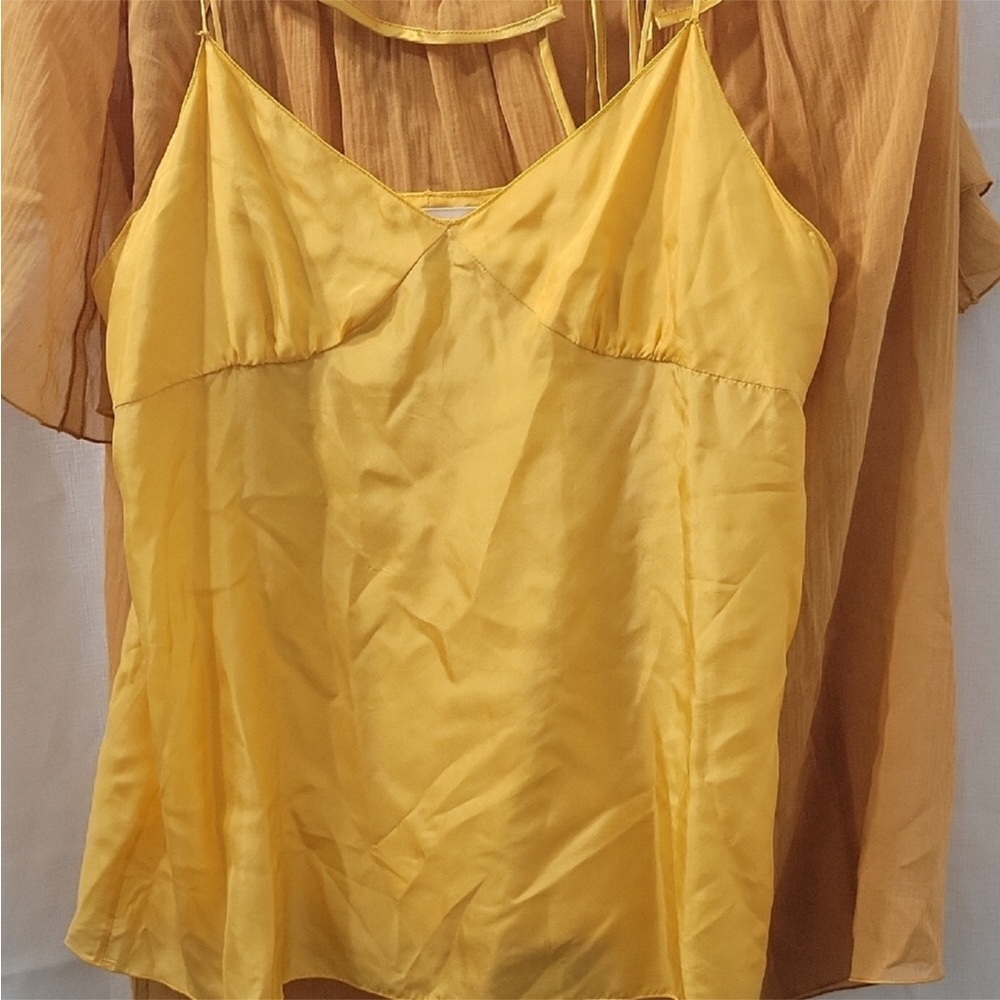 MARC JACOBS Women’s Yellow Ruffled Silk Blouse Size 4 - Picture 5 of 8